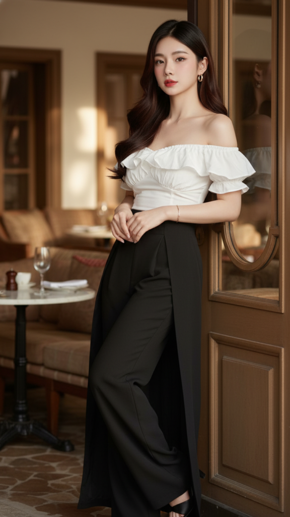 Chân dung cô gái trẻ tự tin tại quán cà phê sang trọng ngoài trời