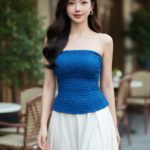 Chân dung thanh lịch của cô gái trẻ tự tin trong không gian cafe sang trọng