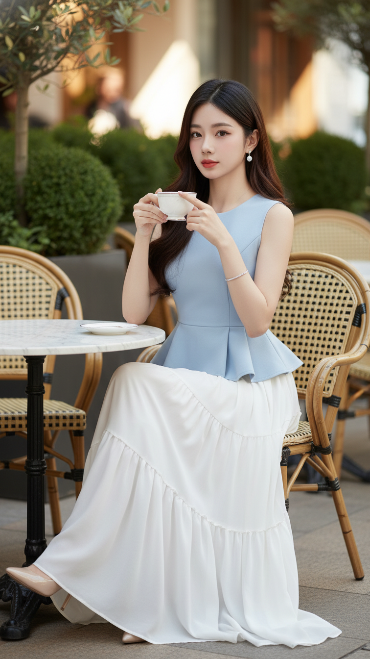 Chân dung cô gái trẻ thanh lịch giữa không gian cafe sang trọng