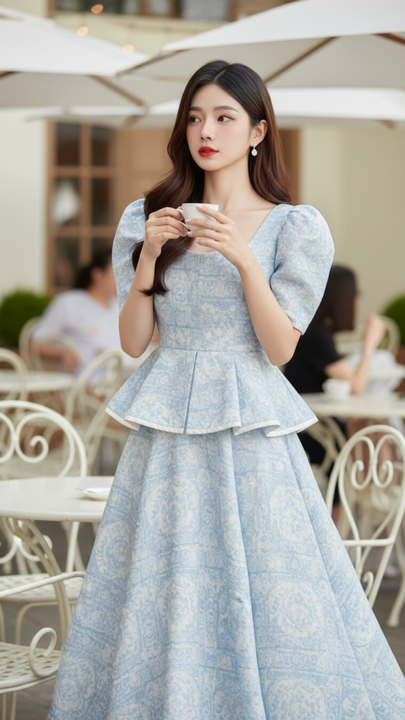 Hình ảnh trẻ trung và năng động của cô gái châu Á trong quán cafe sang trọng