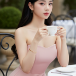 Chân dung đẹp của cô gái trẻ trong không gian quán cà phê sang trọng