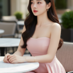 Vẽ chân dung cô gái trẻ kiêu sa giữa không gian quán cafe sang trọng