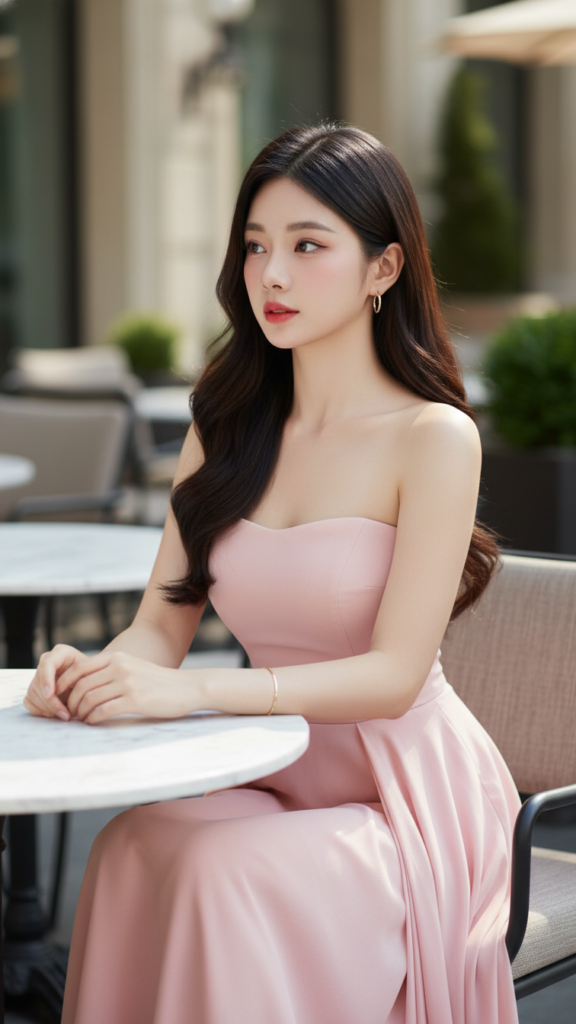 Vẽ chân dung cô gái trẻ kiêu sa giữa không gian quán cafe sang trọng