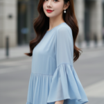 Chân dung thanh lịch của cô gái trẻ với vẻ đẹp tự nhiên và trang phục nổi bật