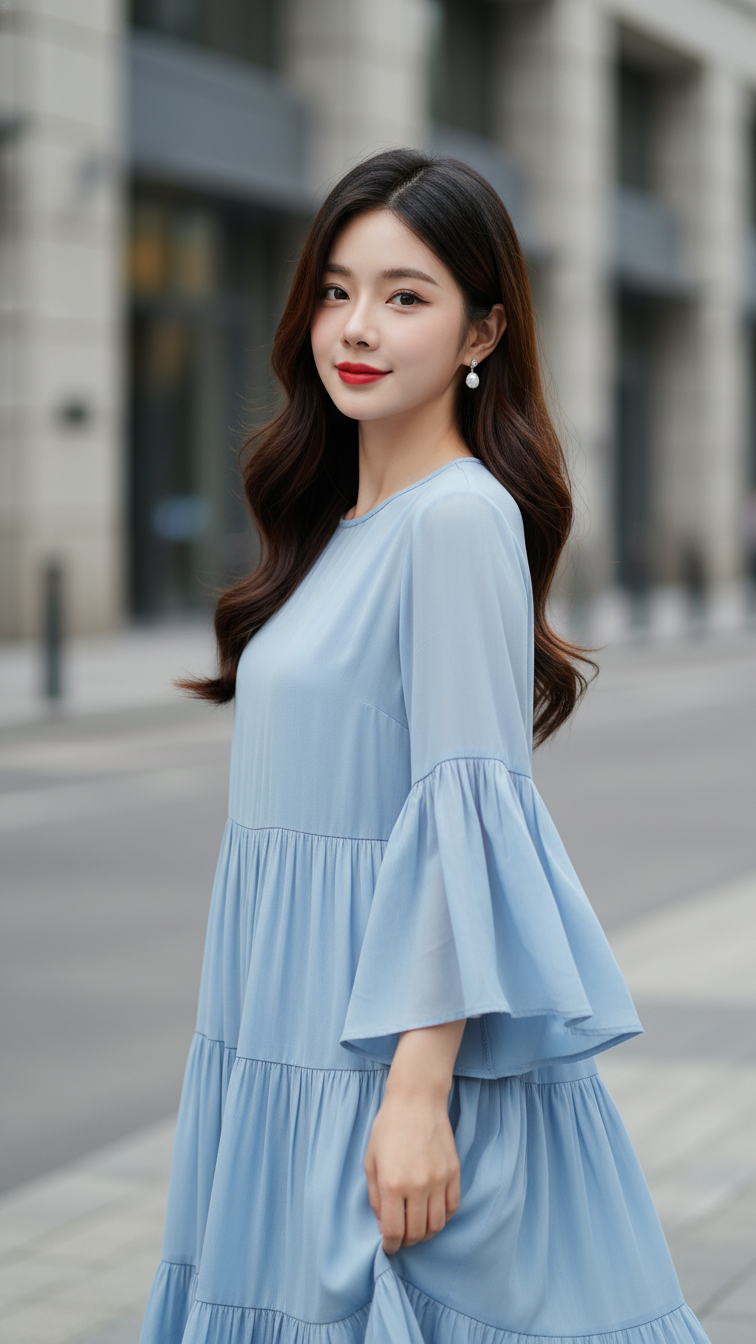 Chân dung thanh lịch của cô gái trẻ với vẻ đẹp tự nhiên và trang phục nổi bật