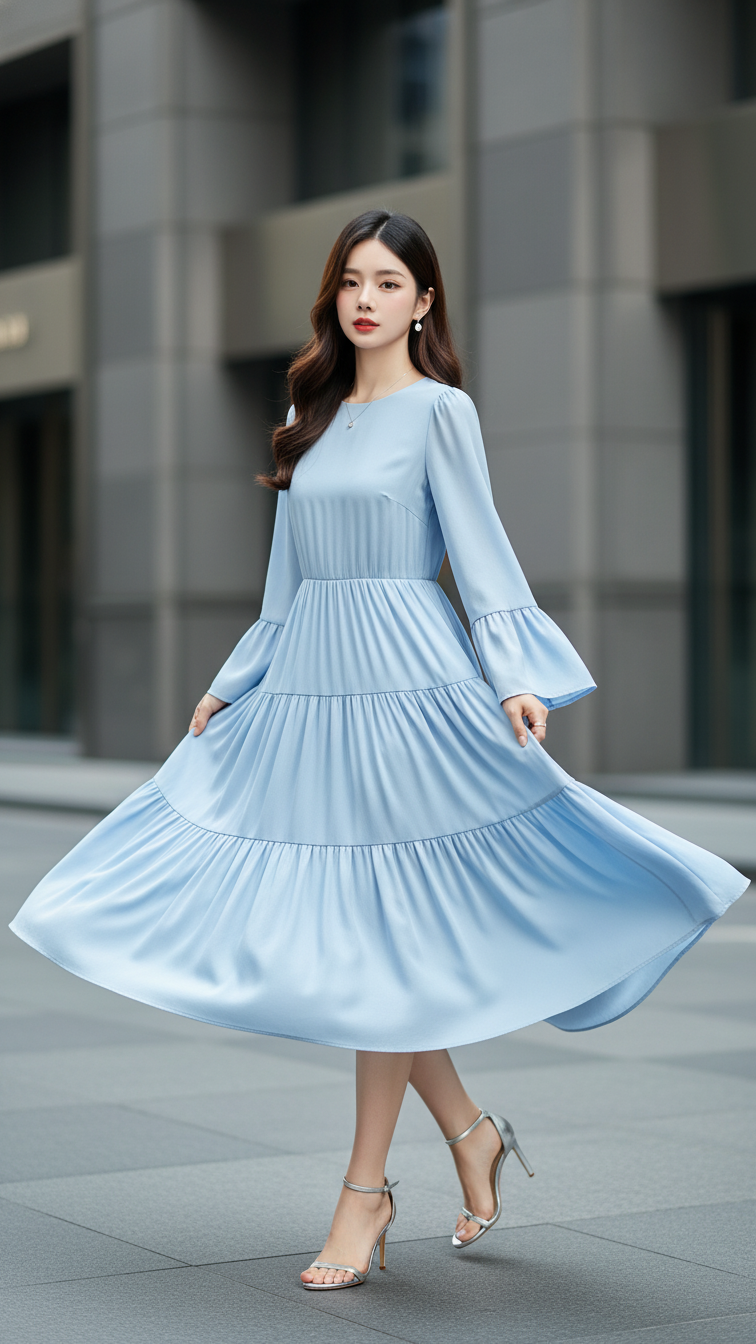 Chân dung thanh lịch của cô gái châu Á với phong cách thời trang nhẹ nhàng và tự nhiên