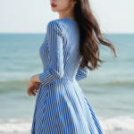 Chân dung thanh lịch của cô gái trẻ bên bờ biển tuyệt đẹp