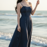 Chân dung cô gái trẻ tự tin bên bờ biển với phong cách thời trang tinh tế