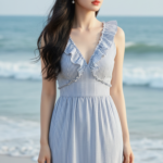 Tạo chân dung sống động của cô gái trẻ bên biển xanh dịu mát