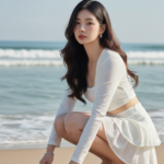 Chân dung thanh lịch của cô gái trẻ giữa khung cảnh biển tuyệt đẹp