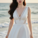 Chân dung thanh lịch của cô gái trẻ giữa khung cảnh biển yên bình