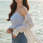 Bức chân dung thực tế của cô gái trẻ bên bờ biển đầy nét đẹp tự nhiên