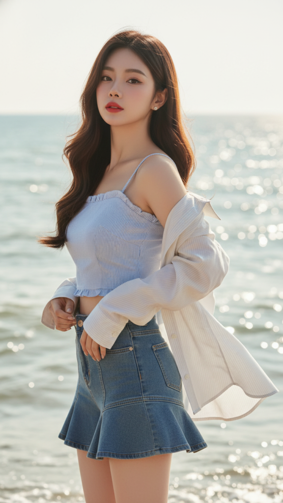 Bức chân dung thực tế của cô gái trẻ bên bờ biển đầy nét đẹp tự nhiên