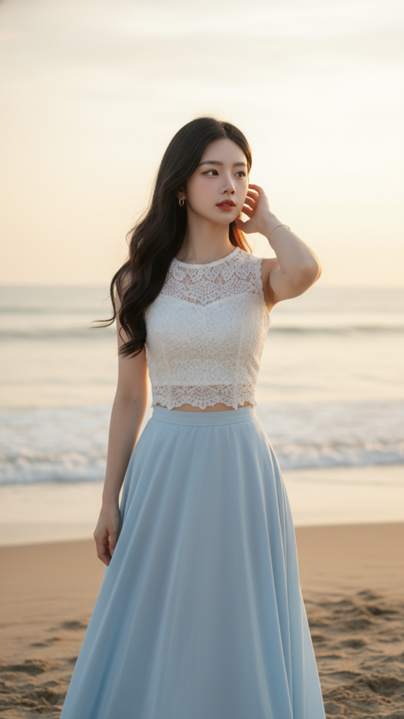 Chân dung cô gái trẻ tự tin bên biển với vẻ đẹp nhẹ nhàng và tinh tế