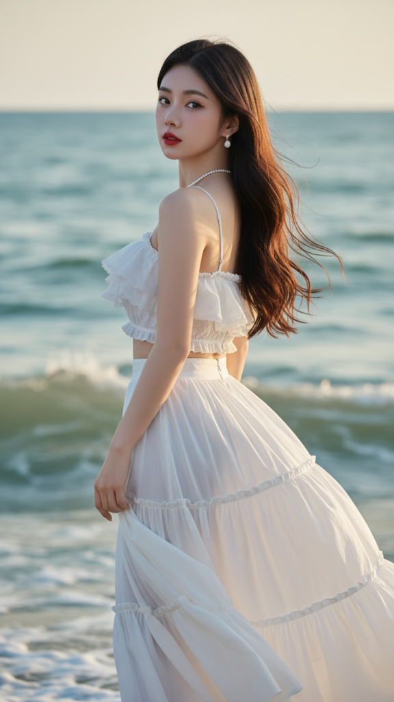 Chân dung cô gái thanh lịch bên bờ biển đầy mê hoặc