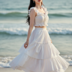 Chân dung quý cô thanh lịch bên biển với phong cách thời trang nổi bật