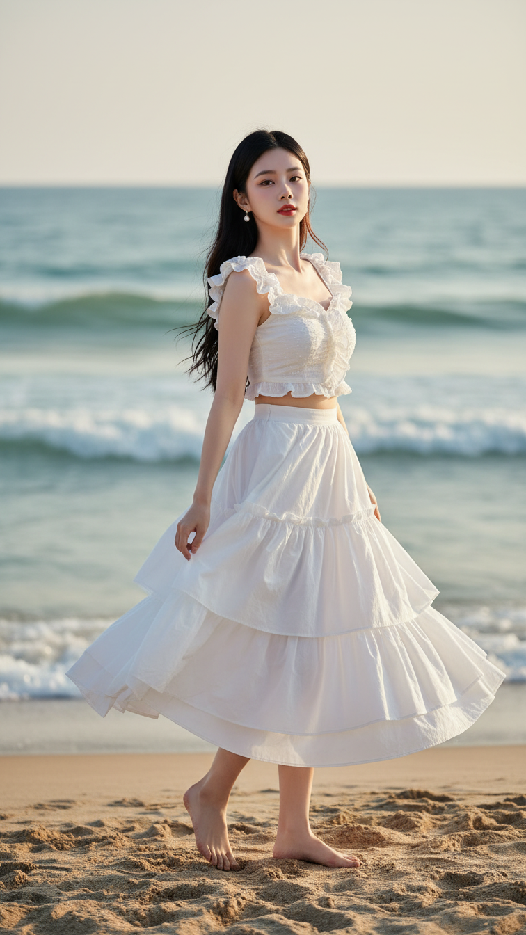 Chân dung quý cô thanh lịch bên biển với phong cách thời trang nổi bật