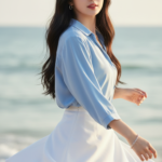 Chân dung thanh lịch của cô gái trẻ bên bờ biển nổi bật như thế nào