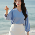 Chân Dung Thanh Lịch Của Cô Gái Á Đông Bên Bờ Biển