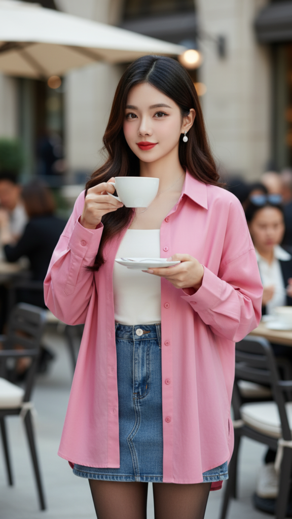 Chân dung thực tế của cô gái trẻ thanh lịch tại quán cafe sang trọng