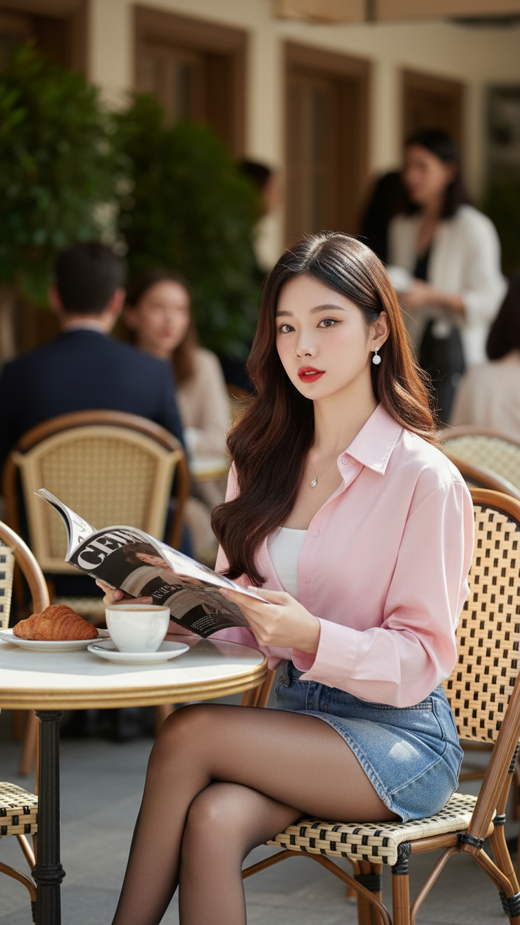 Chân dung thanh lịch của cô gái trẻ giữa không gian quán cafe sang trọng