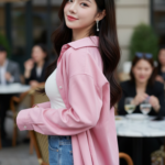 Chân dung trẻ trung của cô gái Á Đông tại quán cafe sang trọng