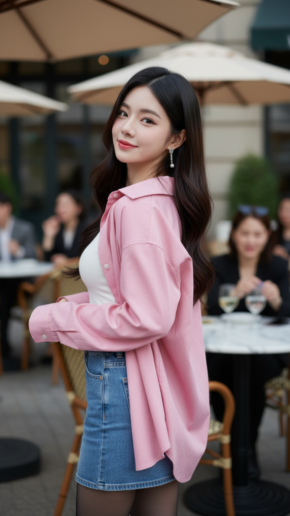 Chân dung trẻ trung của cô gái Á Đông tại quán cafe sang trọng