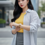 Chân dung thanh lịch của cô gái trẻ giữa phố phường hiện đại