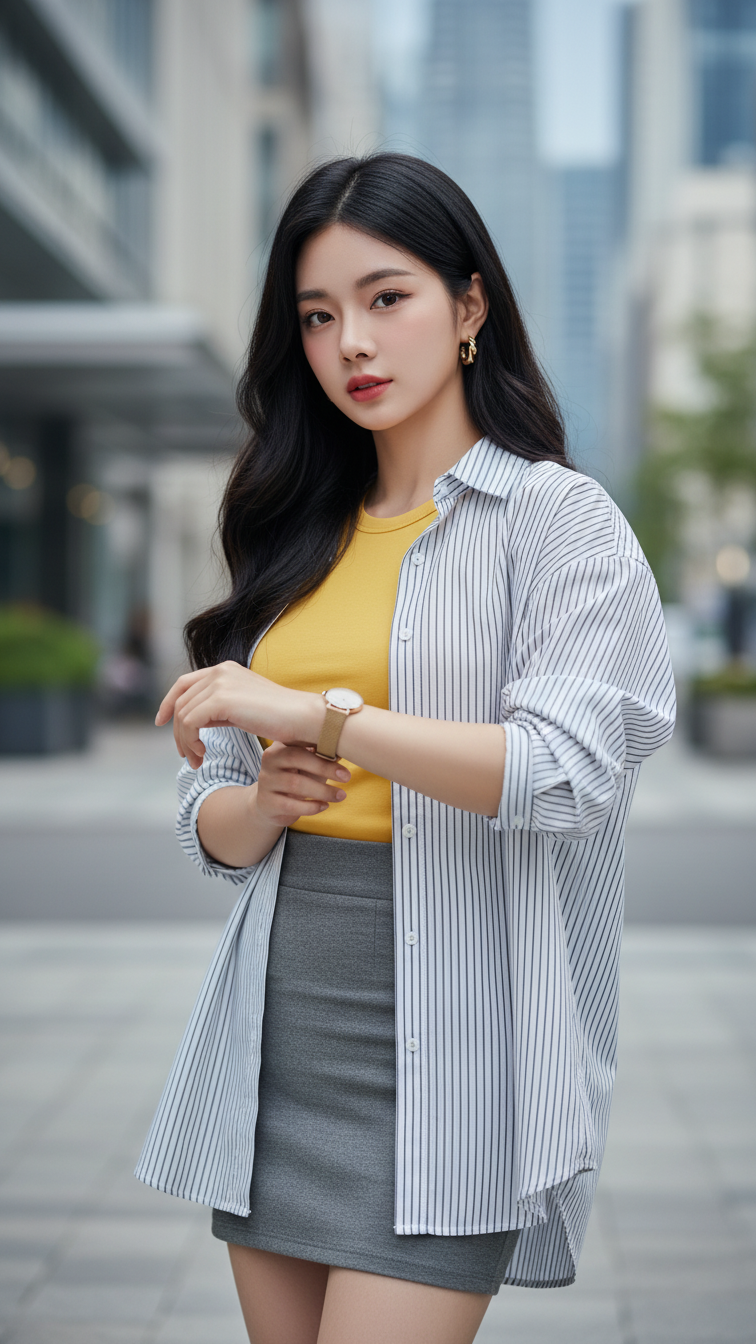 Chân dung thanh lịch của cô gái trẻ giữa phố phường hiện đại