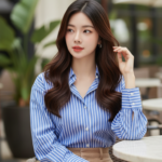 Chân dung nữ sinh tự tin trong không gian quán cà phê sang trọng