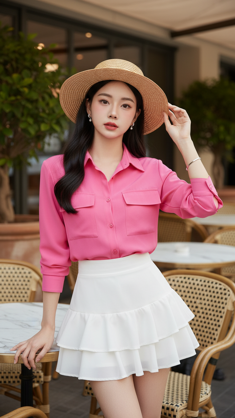 Chân dung cô gái trẻ hiện đại trong không gian quán cà phê sang trọng