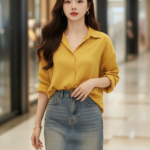 Chân dung thiếu nữ tự tin trong không gian mua sắm hiện đại