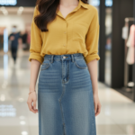 Chân dung người phụ nữ trẻ tự tin và phong cách tại trung tâm mua sắm