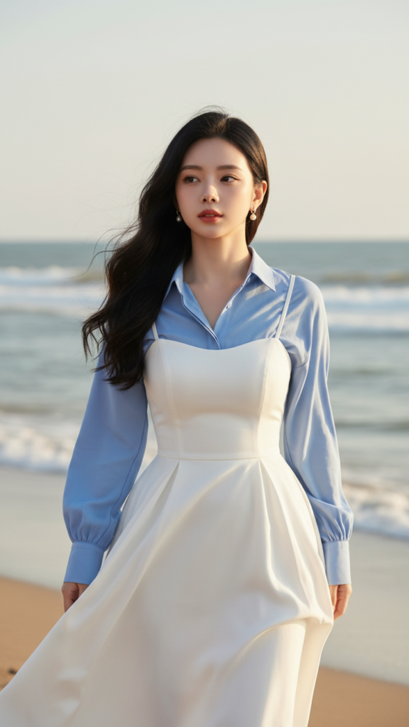 Chân dung cô gái trẻ trước biển với vẻ đẹp tự nhiên và sự tự tin