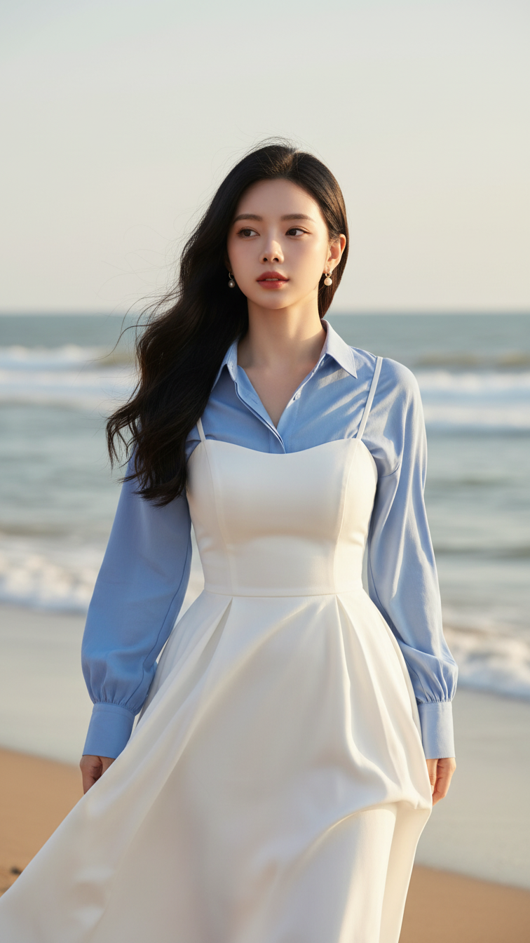 Chân dung cô gái trẻ trước biển với vẻ đẹp tự nhiên và sự tự tin