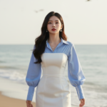 Chân dung thanh lịch của cô gái trẻ giữa không gian biển bình yên