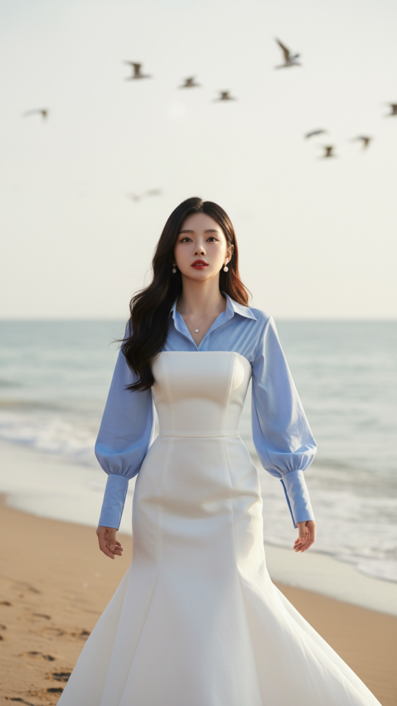 Chân dung thanh lịch của cô gái trẻ giữa không gian biển bình yên