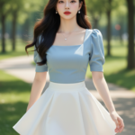 Chân dung thiếu nữ thanh lịch trong công viên tuyệt đẹp