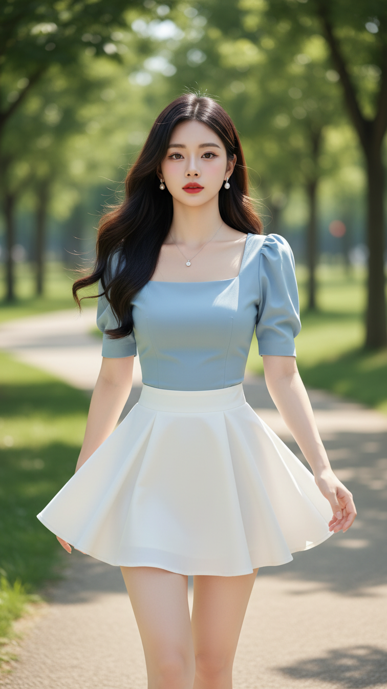 Chân dung thiếu nữ thanh lịch trong công viên tuyệt đẹp