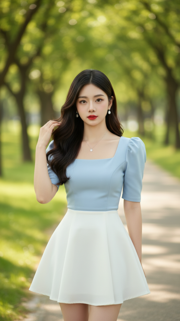 Chân dung nữ thanh niên duyên dáng giữa cảnh sắc thiên nhiên tươi đẹp