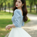 Chân dung thanh lịch của cô gái trẻ trong không gian thiên nhiên tươi đẹp