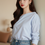 Chân dung thanh lịch của cô gái trẻ trong không gian tối giản ấm áp