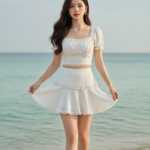 Tạo chân dung tự nhiên cho cô gái trẻ bên bờ biển thanh bình