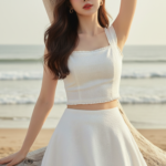 Chân dung sống động của cô gái trẻ bên bờ biển với vẻ đẹp tự nhiên và thanh lịch