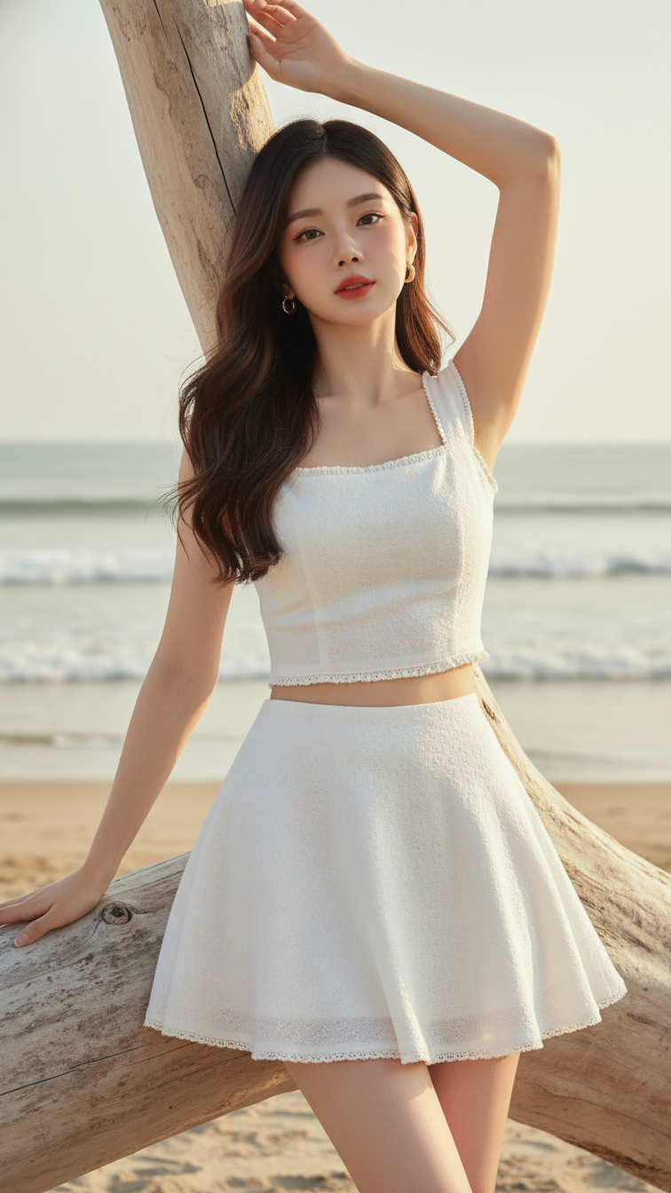 Chân dung sống động của cô gái trẻ bên bờ biển với vẻ đẹp tự nhiên và thanh lịch