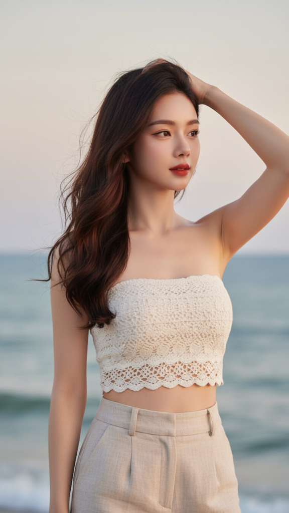 Chân dung cô gái trẻ bên biển với phong cách tự nhiên và cuốn hút