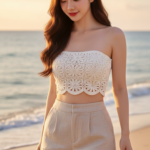 Chân dung hiện thực của cô gái trẻ bên bờ biển với phong cách tự nhiên và thanh lịch