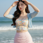 Chân dung người phụ nữ trẻ bên bờ biển mang vẻ đẹp tự nhiên và thanh lịch