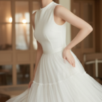 Chân dung nữ thanh lịch với phong cách hiện đại và năng động trong studio thời trang