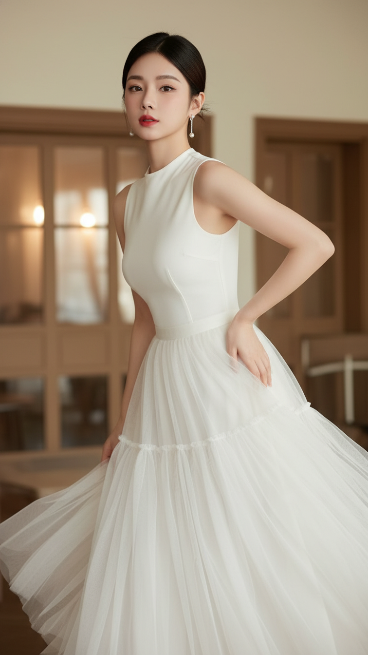 Chân dung nữ thanh lịch với phong cách hiện đại và năng động trong studio thời trang